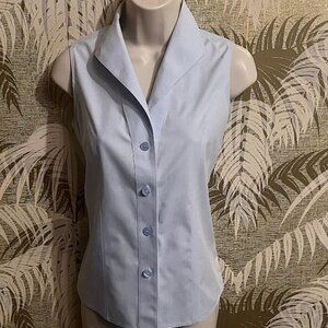 Jones New York Collection Platinum Pale Blue Sleeveless Blouse Shirt Sm